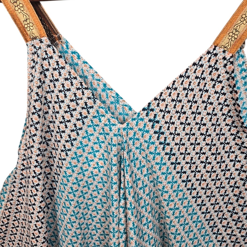 Mimi Handkerchief Hem Dress Womens Large Blue‎ Geometric Boho Sleeveless V-Neck - Picture 4 of 10
